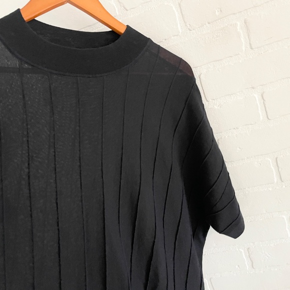 COS Oversized Stitch Tee Top Sheer Minimalist High crew neck Sz L - Picture 7 of 16